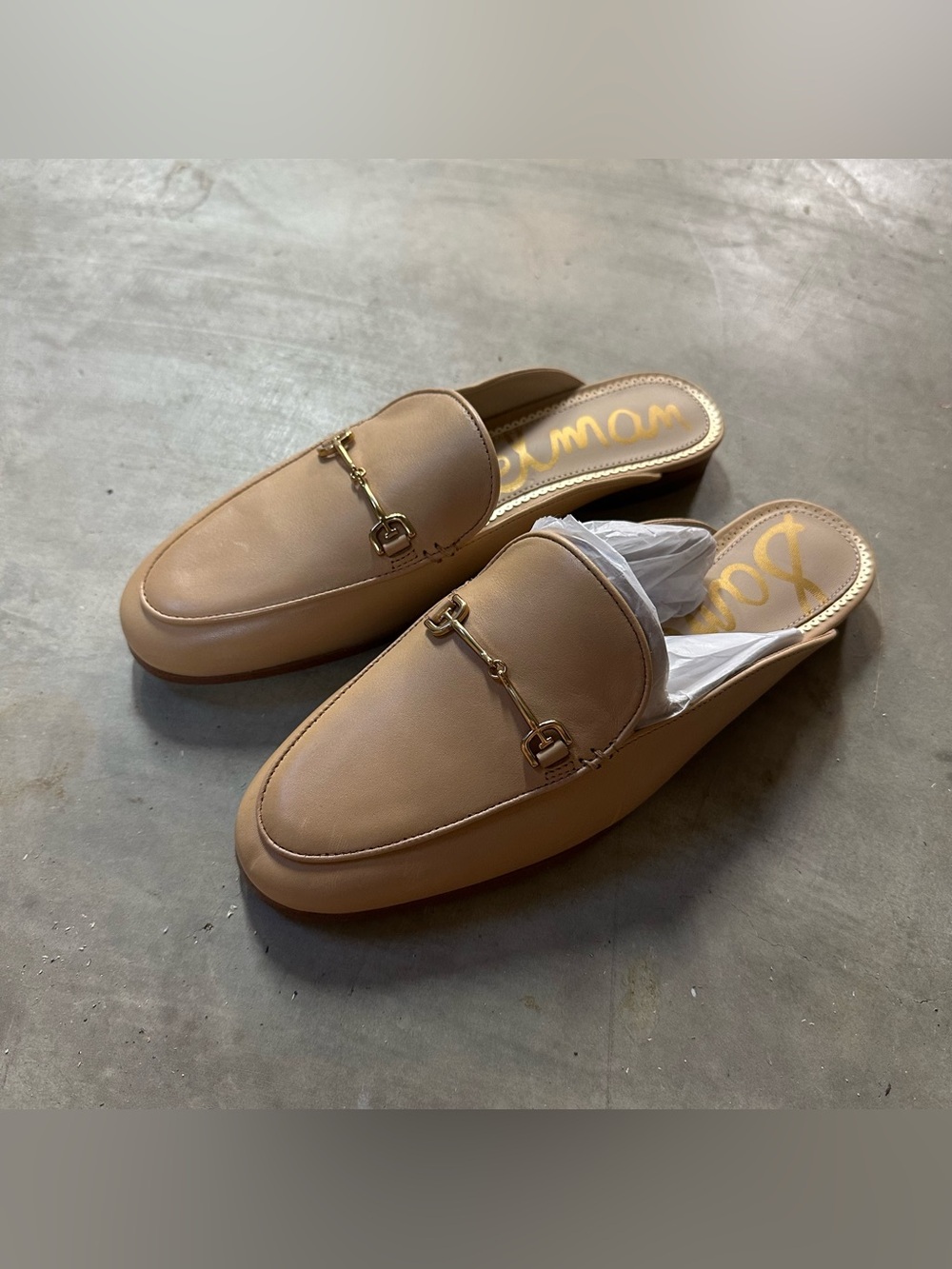 Sam Edelman Tan Leather Horsebit Mules